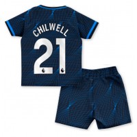 Fotballdrakt Barn Chelsea Ben Chilwell #21 Bortedraktsett 2023-24 Kortermet (+ Korte bukser)